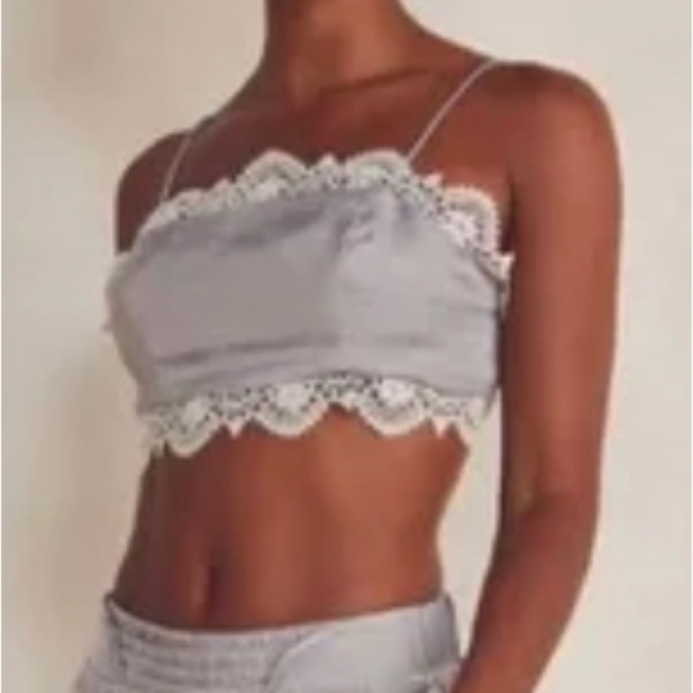 Free People Intimately lace tie back top in ocean Pearl
